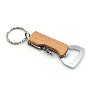 Abridor de botellas de Vino de Bolsillo multifunción Llavero Logotipo personalizado Camarero de madera portátil Sacacorchos - Product Image 2