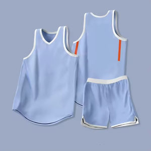 Camiseta de Baloncesto al por Mayor de Alta Calidad, Personalizada, 100% Poliéster, Transpirable, Estampada, de Secado Rápido, Cuello en V, Color Azul - Product Image 2