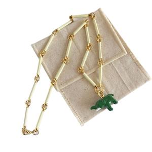 Nuevo elefante Cadena de bambú bloque de Color esmalte diseño de lote pequeño collar de moda y versátil colgante Cadena de cuello joyería - Product Image 1