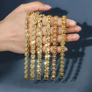 Оптовые браслеты Haosen из искусственного золота и меди, классический дизайн, роскошный браслет с сердечком, унисекс, браслет-шарм для женщин - Product Image 1