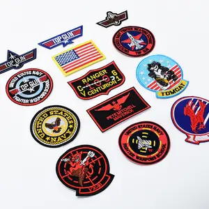 Bordir Lencana Nasional Patch Fastener USA Flag 8 Cm Menjahit Hook dan Loop Patch untuk Tas