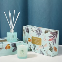 Ensemble de bougies personnalisées de luxe en gros, cadeau de fêtes, décoration d'intérieur, ensemble cadeau de bougies parfumées et diffuseur à bâtonnets