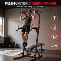 Tour de musculation multifonction avec station de traction, banc de musculation réglable et station de dips – Équipement de fitness pour l'entraînement de force
