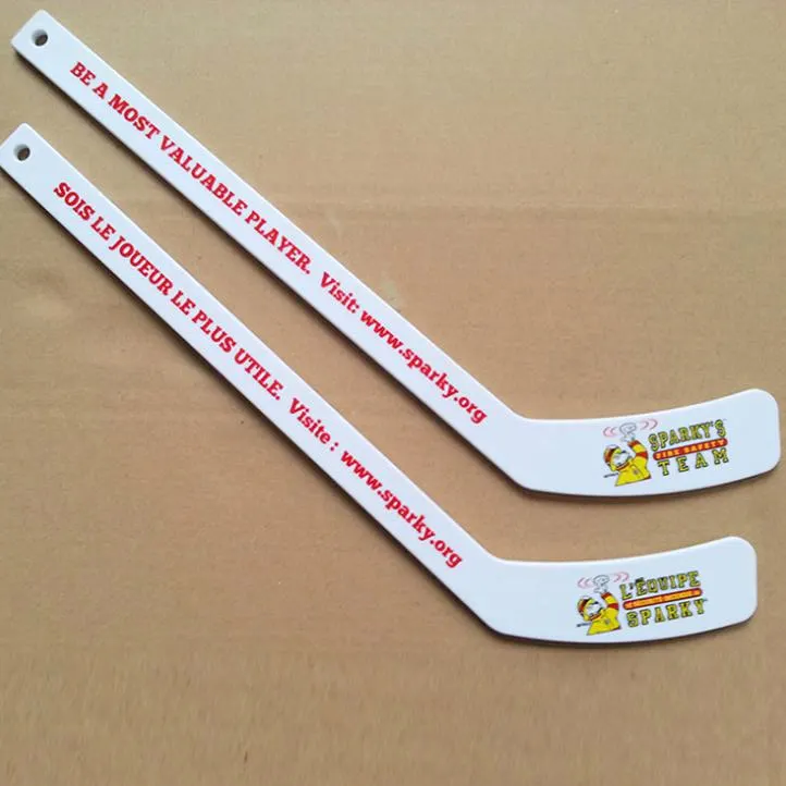 cheap mini size custom OEM printed 18'' plastic hockey stick for promotion