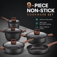 Peralatan Dapur Beragam Anti Lengket Tahan Lama Desain Eropa Mewah Set Panci dan Wajan Logam