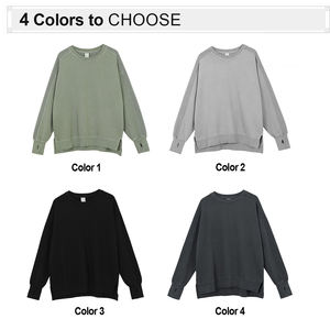 Sudaderas con capucha y sudaderas con logotipo personalizado de 430GSM para hombre, Jersey lavado, sudaderas pesadas de cuello redondo - Product Image 4