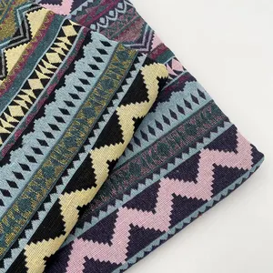 Wholesale cheap classic geometry yarn dyed Indonesia polyester cotton jacquard fabric for Accessories