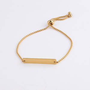 Pulsera y brazalete de moda de acero inoxidable 316L resistente al agua y al deslustre, chapado en oro de 14K y 18K, ajustable, para mujer. - Product Image 1