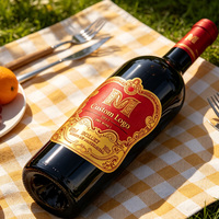 Etiquetas Personalizadas para Bebidas y Vino, Estampado Dorado, Papel Kraft en Relieve, Adhesivos, Código de Barras, Etiquetas con Logotipo Ecológicas