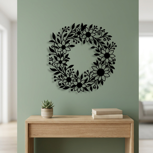 Corona Floral Rústica de Metal para Decoración de Pared, Hecha a Mano, Redonda, sin Luces, con Flores Decorativas, en Paquete Individual - Product Image 5