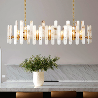 Lámpara de Techo Colgante Rectangular Moderna de Lujo en Cobre Dorado, Altura Ajustable, Base para Bombilla E14 LED, para Decoración de Sala de Estar