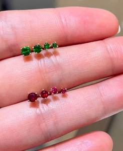 Pendientes de Oro de 18K AU750 con Zafiro, Amatista, Tsavorita y Rubí con Cierre de Rosca Xinfly - Product Image 4