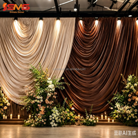 Drapé de scène semi-circulaire en soie de lait, taille personnalisée SMS, pour décoration de mariage
