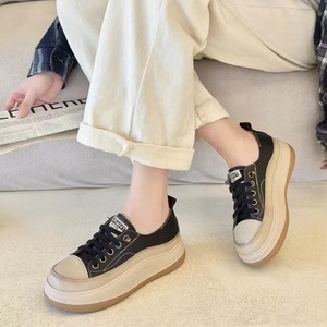 Bottes de randonnée décontractées pour femmes en cuir de vachette, à bout bicolore, basses, pour la marche lente, chaussures de loisirs confortables et tendance - Product Image 5