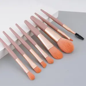 8Pcs Professional Makeup Brushes Set Cosmetic Powder Eye Shadow With Matte Plastic Handle With PU Bag
