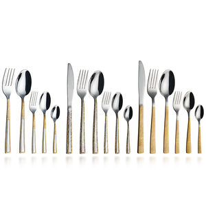 Trung Đông Arabic phong cách 201 thép không gỉ thiết lập dao kéo gương đánh bóng <span class=keywords><strong>Flatware</strong></span> <span class=keywords><strong>Set</strong></span> với vàng xử lý - Product Image 6