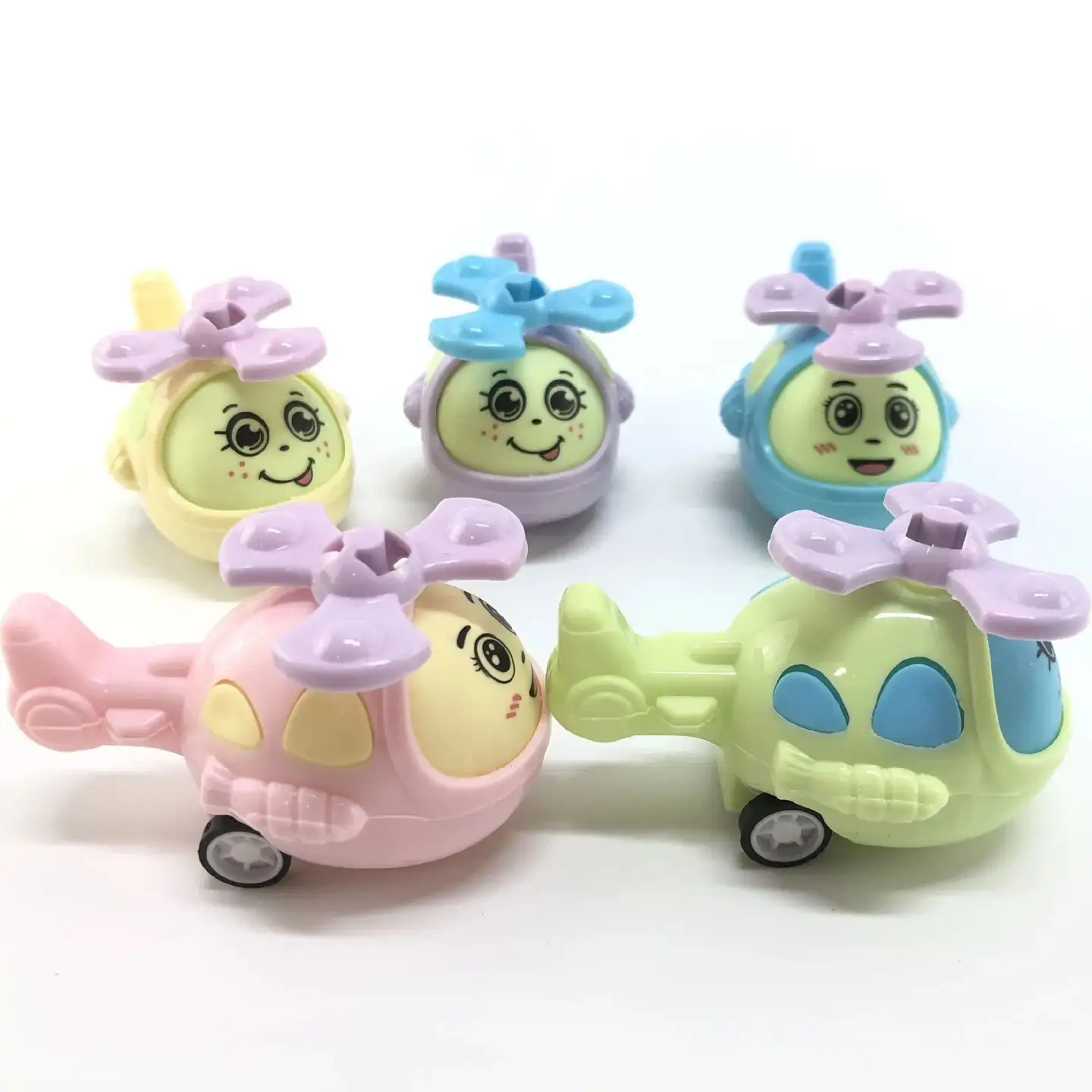 Mini simpatico cartone animato elicottero tirare indietro auto di plastica cartone animato aereo tirare indietro auto per bambini piccoli giocattoli regalo per i bambini