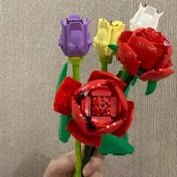 Juego de Bloques de Construcción de Flores DIY, Bloques de Construcción de Rosas Eternas, Regalo de San Valentín, Juguete de Plástico de Ensamblaje Creativo para Niños