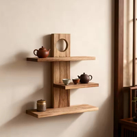 Étagère de rangement multi-niveaux en bois massif de style chinois pour vaisselle, service à thé et présentoir d'ornements, support de décoration réglable pour la maison