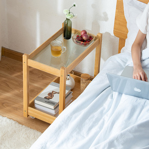 Mini <b>Side</b> <b>Table</b> With Storage Shelf Natural Wood Modern Living Room Coffee <b>Table</b> For <b>Sofa</b> Bed Bedroom Use - Product Image 4
