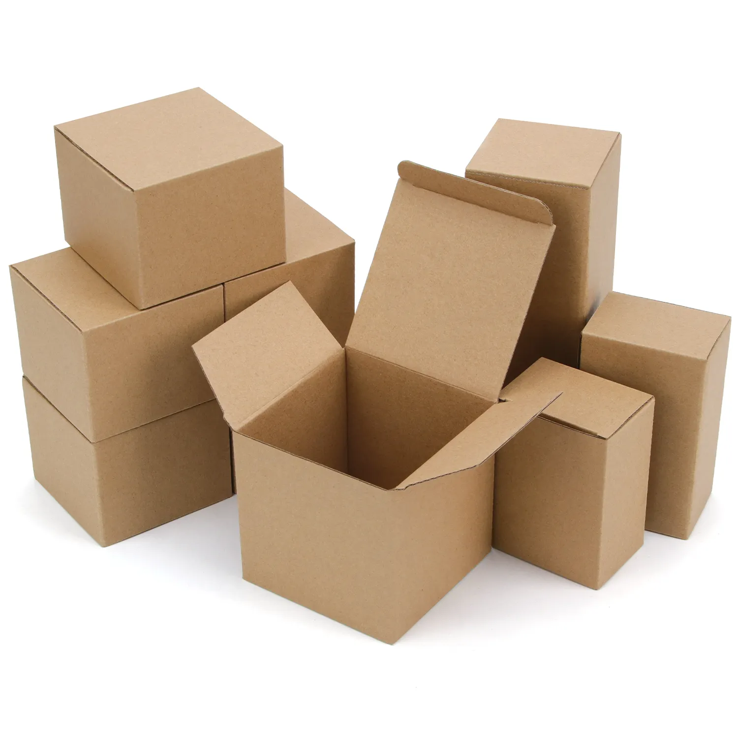 Подарочные коробки 4x4x4, коричневые подарочные коробки из крафт-бумаги, маленькие подарочные коробки из бумаги для печенья