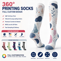 Calcetines Personalizados Hasta la Rodilla, Impresión Digital por Sublimación de 360 Grados, Calcetines con Logotipo Personalizado, Venta al Por Mayor, OEM, ODM, para Hombre y Mujer