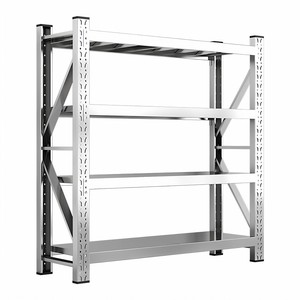 Étagère de rangement en acier inoxydable robuste pour cuisine et sous-sol, 4 niveaux, type autoportant - Product Image 5