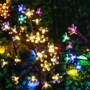 Solar Cherry Blossom Solar Garden Lights Outdoor Decorative Solar Flower Lights Outdoor Ip65 Waterproof Multicolor