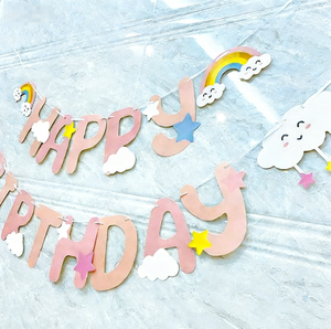 DAMAI Children Party Happy Birthday Hanging Decorations Rainbow Cloud Star Elememnts Portable Paper Letter <b>Banner</b> - Product Image 5
