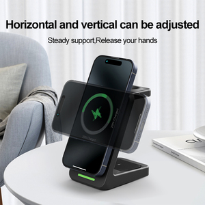 Chargeur sans fil magnétique 3-en-1 de haute qualité, nouvelle arrivée, chargeur rapide 15W, connexion de bureau intelligente pour téléphones portables, utilisation avec écouteurs - Product Image 5