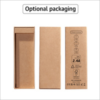 Cable de Carga Rápida Ecológico 3 en 1 de Bambú con Luz, 18.5cm 18W para iPhone, Android, USB-C y Micro USB
