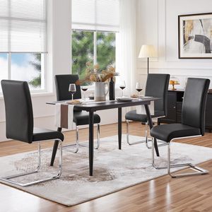 Yaheetech – ensemble de 4 chaises de <span class=keywords><strong>salle</strong></span> à <span class=keywords><strong>manger</strong></span> modernes, rembourrées en simili cuir, dossier haut, pieds en métal chromé, pour cuisine/salon - Product Image 2