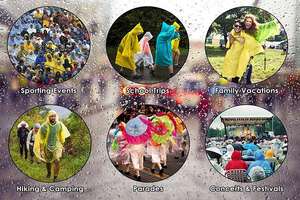 Ponchos de <span class=keywords><strong>pluie</strong></span> d'urgence portables et réutilisables en EVA de haute qualité, imperméables et coupe-vent, pour femmes et hommes, avec capuche et cordon de serrage - Product Image 6