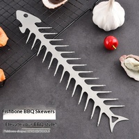 Brochettes de barbecue créatives en acier inoxydable pour l'extérieur, support à nourriture pour fruits de mer en forme d'arête de poisson, outil pour enfiler la viande, brochettes à rôtir, modèle de fourchette