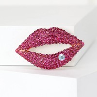 Venta al por mayor de moda completo diamante Sexy elegante rojo Pin broche labios forma broches de diamantes de imitación para mujeres regalos