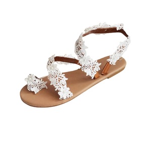 <b>Wedding</b> Pearl Bohemian Roman <b>Sandals</b> Flower Decor Fashion Beach Casual <b>Flat</b> <b>Sandals</b> For Women Party Daily - Product Image 5