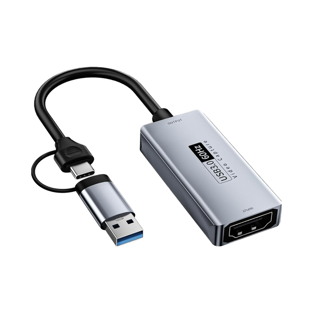 Compact for USB3.0/USB C Aluminum Alloy Video Capture Card 1080P 60fps Real Time Video Audio Recorder Camera Gaming Streaming