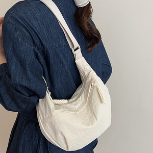 Bolso de Hombro Cruzado Informal de Gran Capacidad para Mujer, Estilo Ins, de Nylon Arrugado, Novedad 2025 - Product Image 4