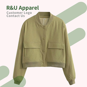 <span class=keywords><strong>Veste</strong></span> bomber pour femmes avec poches, style vintage, manches longues, boutons sur le devant, vêtements d'extérieur décontractés - Product Image 5