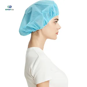 Factory Direct Elastic Food Industrial Hospital Nonwoven Round Cap Medical Disposable Bouffant Caps