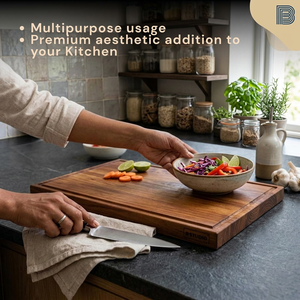 Planche à découper en bois de qualité supérieure, planche à découper rectangulaire avec poignée, grande planche de service et de préparation pour la cuisine, la maison et le restaurant - Product Image 2