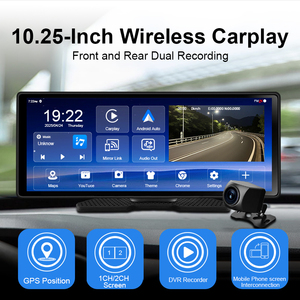 Lecteur multimédia universel pour voiture avec écran 10,25 pouces, WIFI, Android Auto, CarPlay, GPS Google, caméra de tableau de bord avant et arrière sans fil - Product Image 2