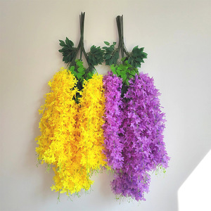 Fleurs artificielles de glycine et de lilas en soie plastique, guirlandes suspendues pour décoration de mariage et de maison, branche unique - Product Image 1