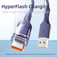 Nylon renforcé tressé LED affichage numérique USB un câble 100W 5A/3A cordon de chargeur rapide
