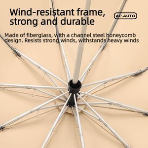 Parapluie pliant inversé personnalisé avec logo, revêtement coloré, ouverture automatique, compact, coupe-vent, pour voyage, soleil et pluie, pour femme, marque de qualité - Product Image 4