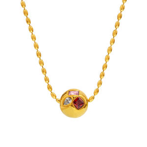 Collar con Colgante de Zirconia Geométrica Colorida, <span class=keywords><strong>Estilo</strong></span> Europeo y Americano, Tipo Ferris Wheel, de Acero Inoxidable para Mujer - Product Image 6