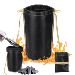 Sac antiadhésif <span class=keywords><strong>pour</strong></span> <span class=keywords><strong>barbecue</strong></span> sac résistant au feu avec corde portable <span class=keywords><strong>pour</strong></span> le repos sac de rangement au charbon de bois noir - Product Image 1