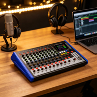 Console de mixage audio numérique professionnelle 8 canaux avec Bluetooth, MP3, USB OTG, alimentation fantôme 48V et écran LCD 2.8 pouces pour scène, karaoké, bar, sonorisation en direct et enregistrement à domicile