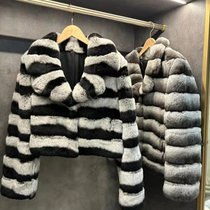 Giacca Invernale di Alta Gamma in Pelliccia all'Ingrosso, Morbida Giacca in Misto Lana <span class=keywords><strong>a</strong></span> <span class=keywords><strong>Righe</strong></span>, Produttore di Cappotti da <span class=keywords><strong>Donna</strong></span> - Product Image 6