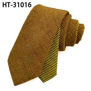 Cravate à deux textures pour hommes Plaine avec damier Solide <span class=keywords><strong>Repp</strong></span> Texture Coton Lin Marron Vin Vert Marine Blanc Noir Kaki Beige Cravate - Product Image 3
